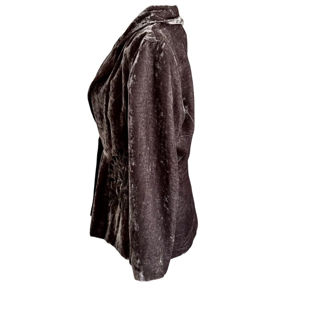 Vintage Y2K J Jill Mauve Crushed Velvet Embroidered Jacket Blazer Boho Western - Picture 6 of 11